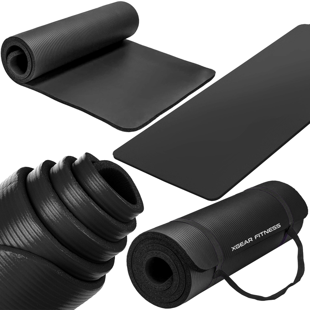 XGear Fitness Thick Travel Yoga Mat with Carrying Strap